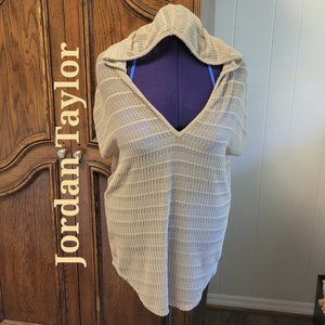 Jordan Taylor beige mesh hooded short sleeve swim/beach coverup. Sz: M